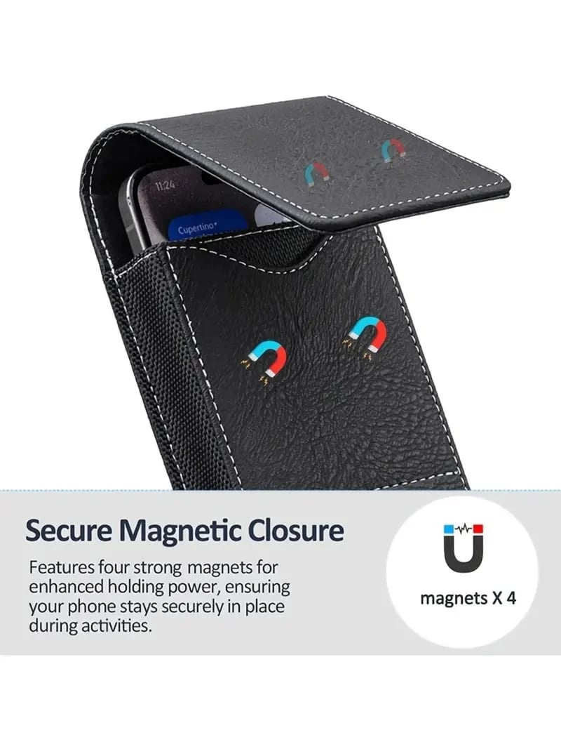 🔥Waist Belt Cell Phone Pouch 📱 Multi-Pocket Leather Holster with Card Holder