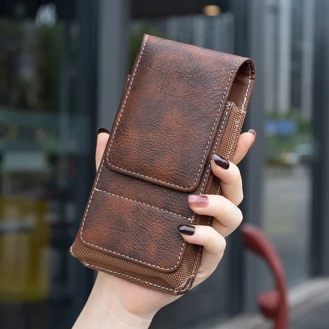 🔥Waist Belt Cell Phone Pouch 📱 Multi-Pocket Leather Holster with Card Holder