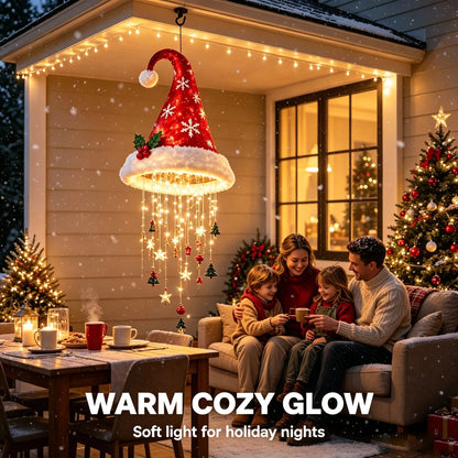 🎅✨Light‐Up Santa Hat Hanging Chandelier Decoration