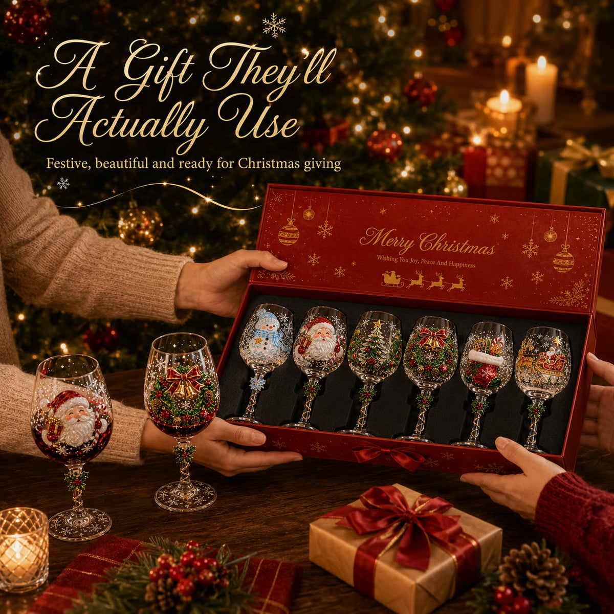 🔥🎁Christmas Wine Glass Collection Gift Box Set✨