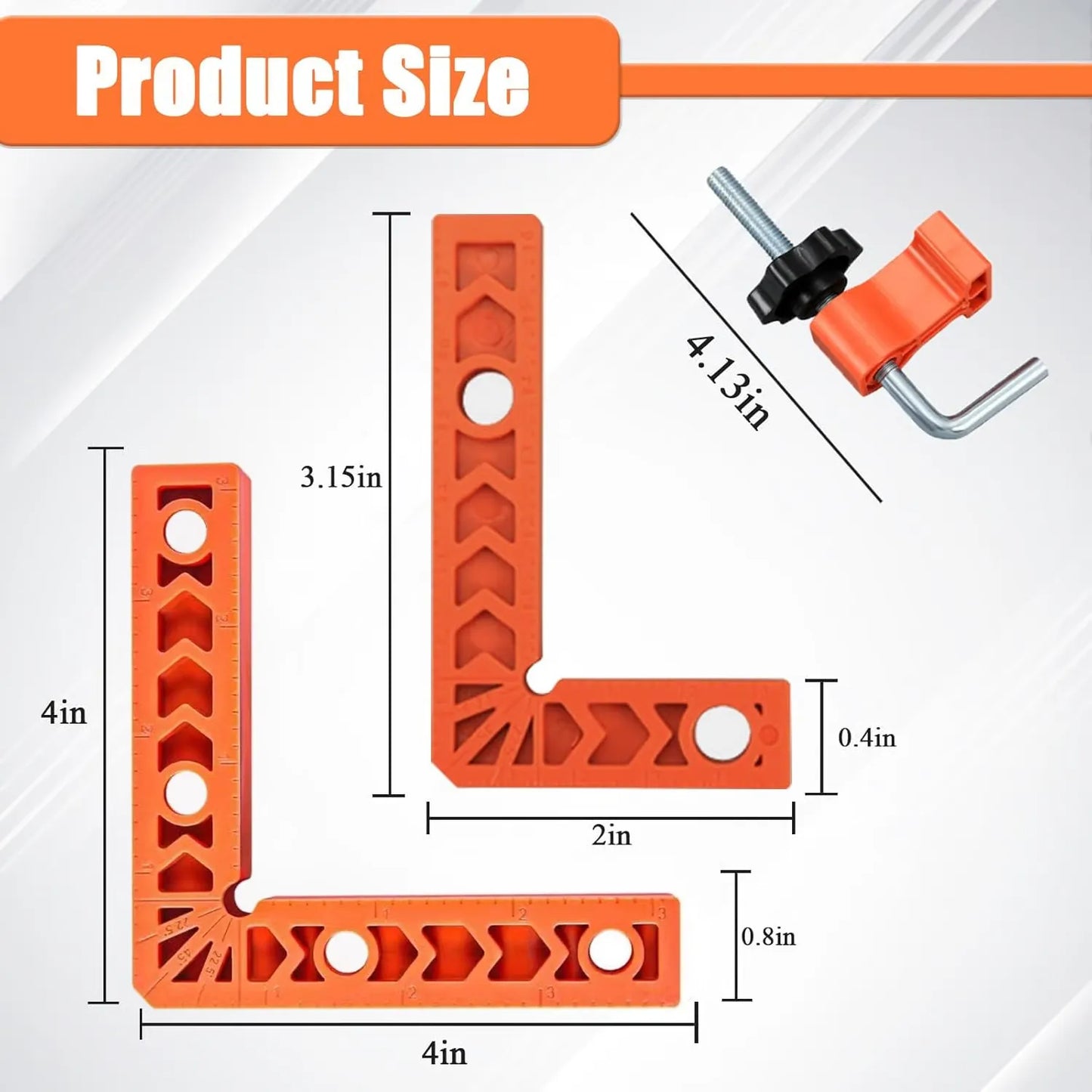 🔧90 Degree Corner Clamp & Positioning Square Set - (3" 4")inch x 8 Right Angle Clamp with 8 Clamp ABS Plastic L-Shaped Tool