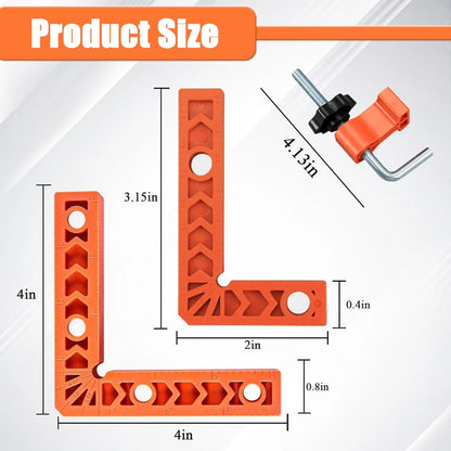 🔧90 Degree Corner Clamp & Positioning Square Set - (3" 4")inch x 8 Right Angle Clamp with 8 Clamp ABS Plastic L-Shaped Tool