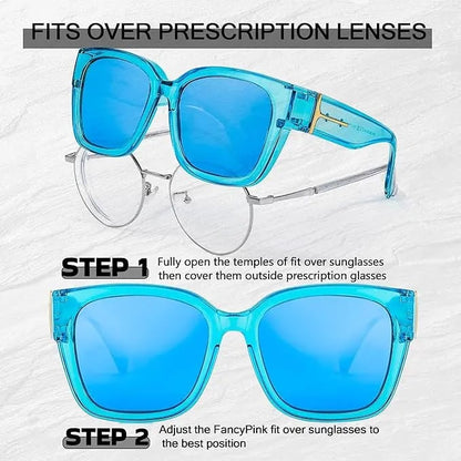 Gafas de sol polarizadas de espejo que se ajustan sobre las gafas para hombres y mujeres para conducir