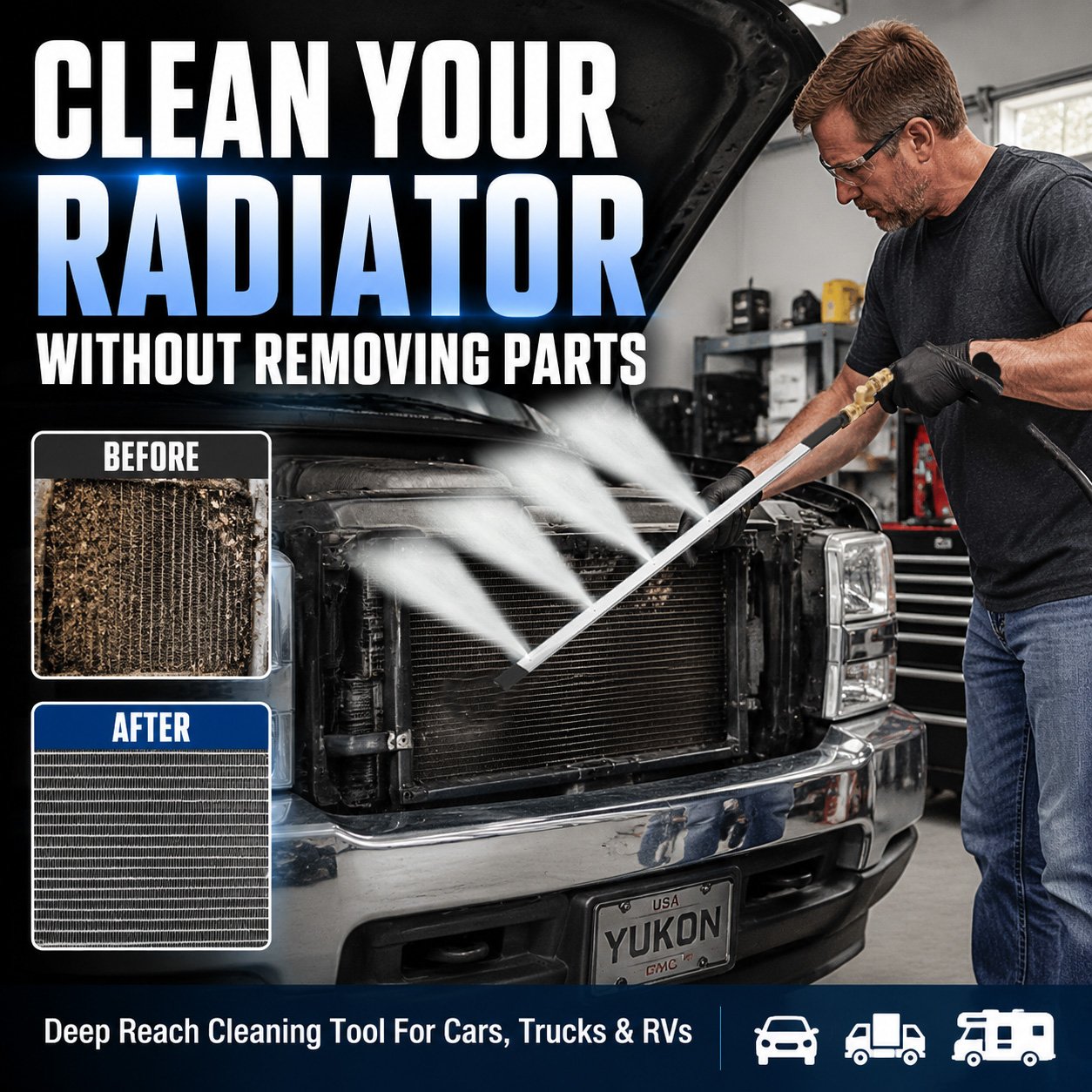 🚗 24-Inch High-Pressure Radiator Cleaning Wand