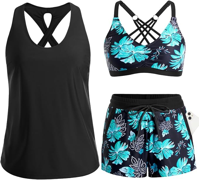 ⏰3 Piece Tankini with Shorts🔥