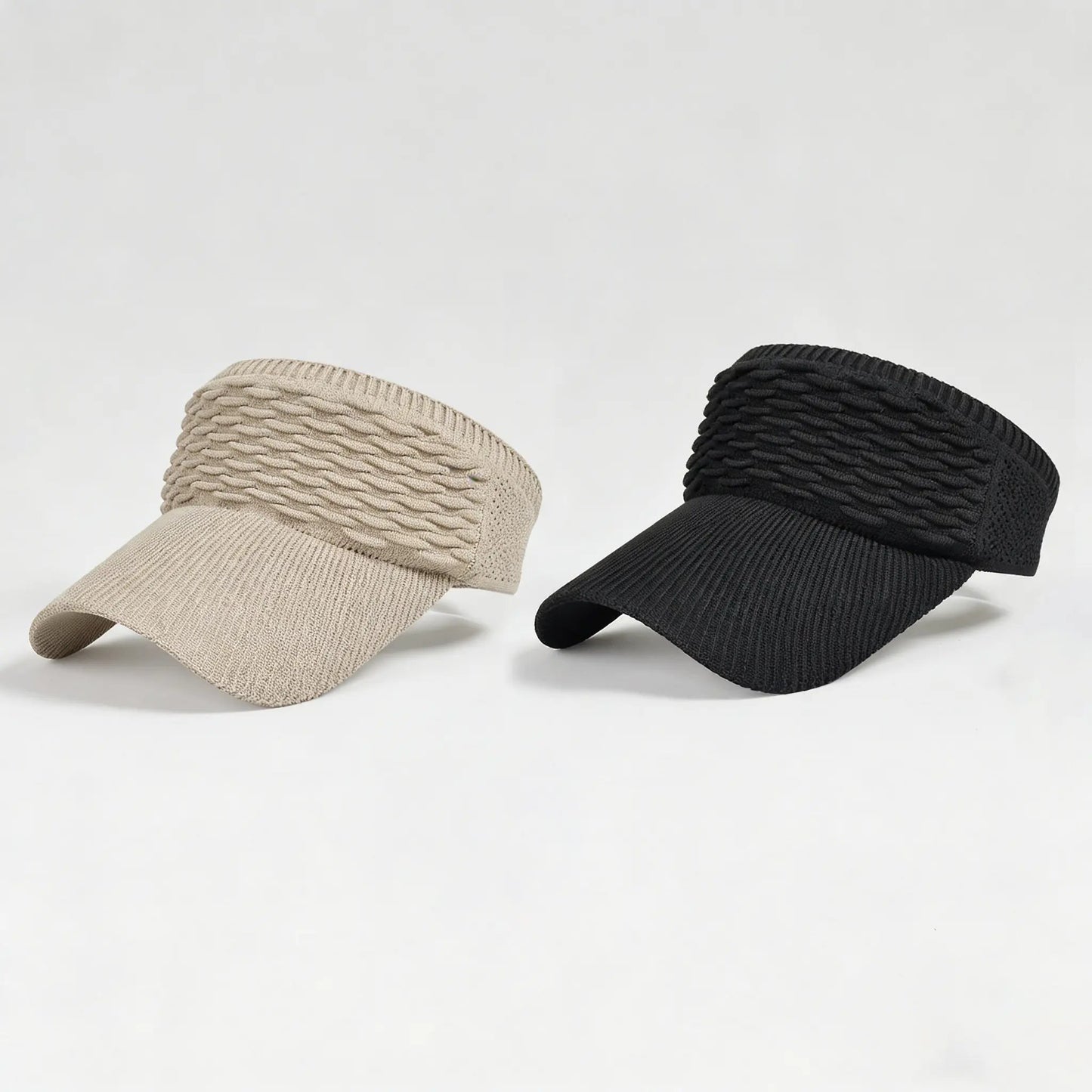 Visera solar de 2 unidades para mujer, abierta por arriba, transpirable, con protección UV y coleta alta