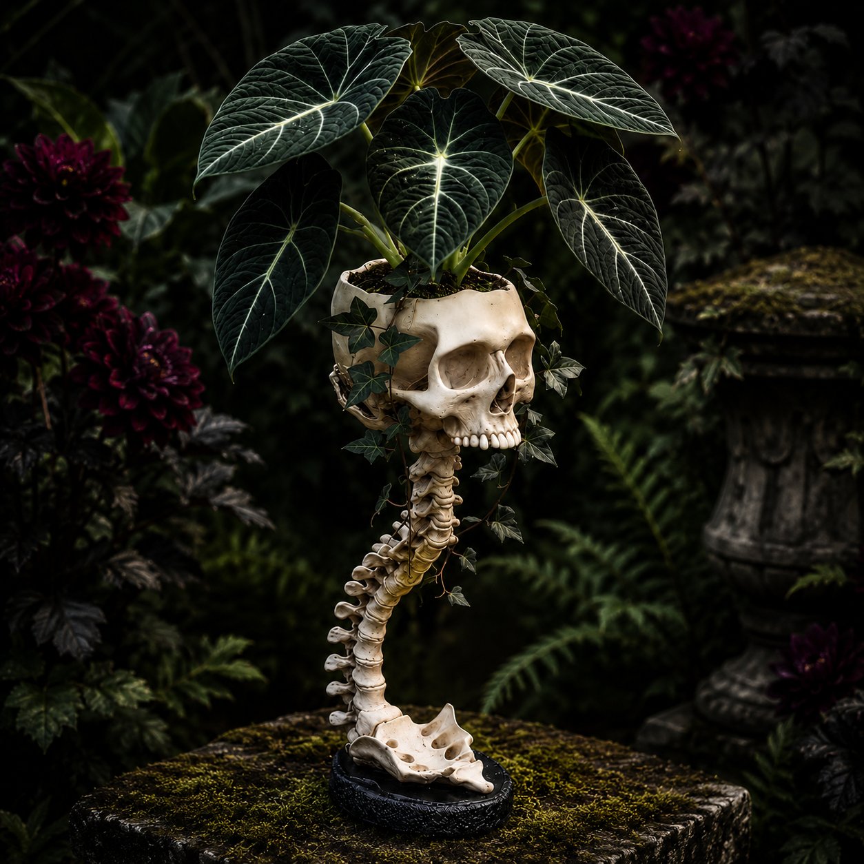 💀 🌿 Sculptured Skull Flowerpot