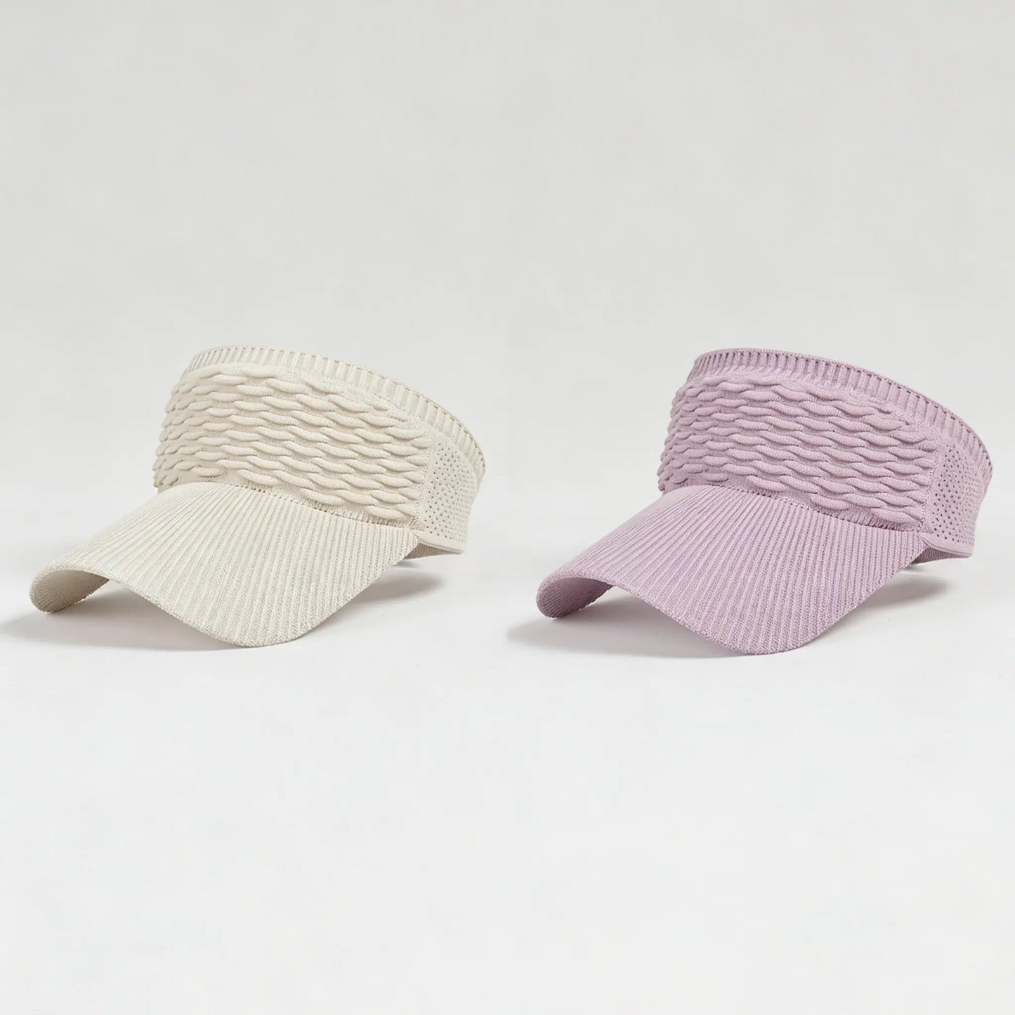 Visera solar de 2 unidades para mujer, abierta por arriba, transpirable, con protección UV y coleta alta