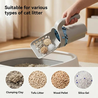 🎉Recogedor de arena para gatos con soporte, sistema 2 en 1 desmontable de criba y caja de basura con bolsas de recambio