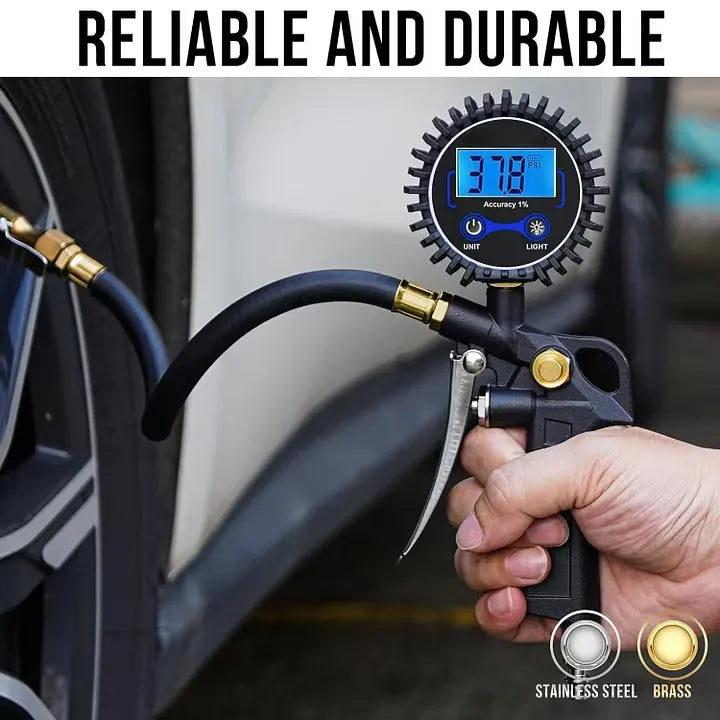 ⏰🔥Limited-Time 49% Off🔥Digital Tire Inflator Gauge 3-In-1 Inflate Deflate Pressure Tester High Accuracy Backlit LCD Air Compressor Tool For All Vehicles