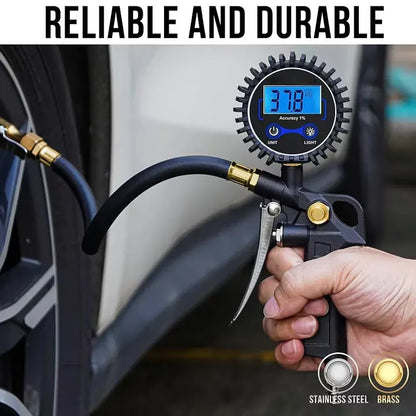 ⏰🔥Limited-Time 49% Off🔥Digital Tire Inflator Gauge 3-In-1 Inflate Deflate Pressure Tester High Accuracy Backlit LCD Air Compressor Tool For All Vehicles
