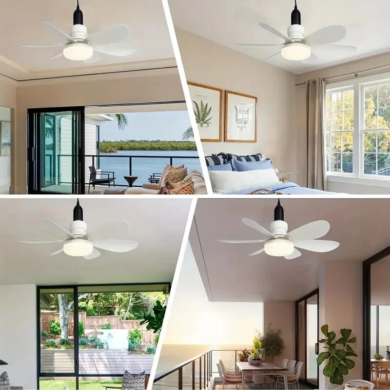 🎁 Ventilador de techo portátil 2 en 1 con luz (incluye control remoto)