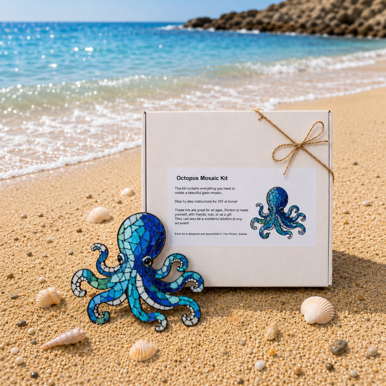 🔥 ÚLTIMO DÍA 49% DE DESCUENTO – 🌊 Kit de Mosaico de Pulpo | Artesanía de Vidrio DIY para Principiantes con Instrucciones Paso a Paso