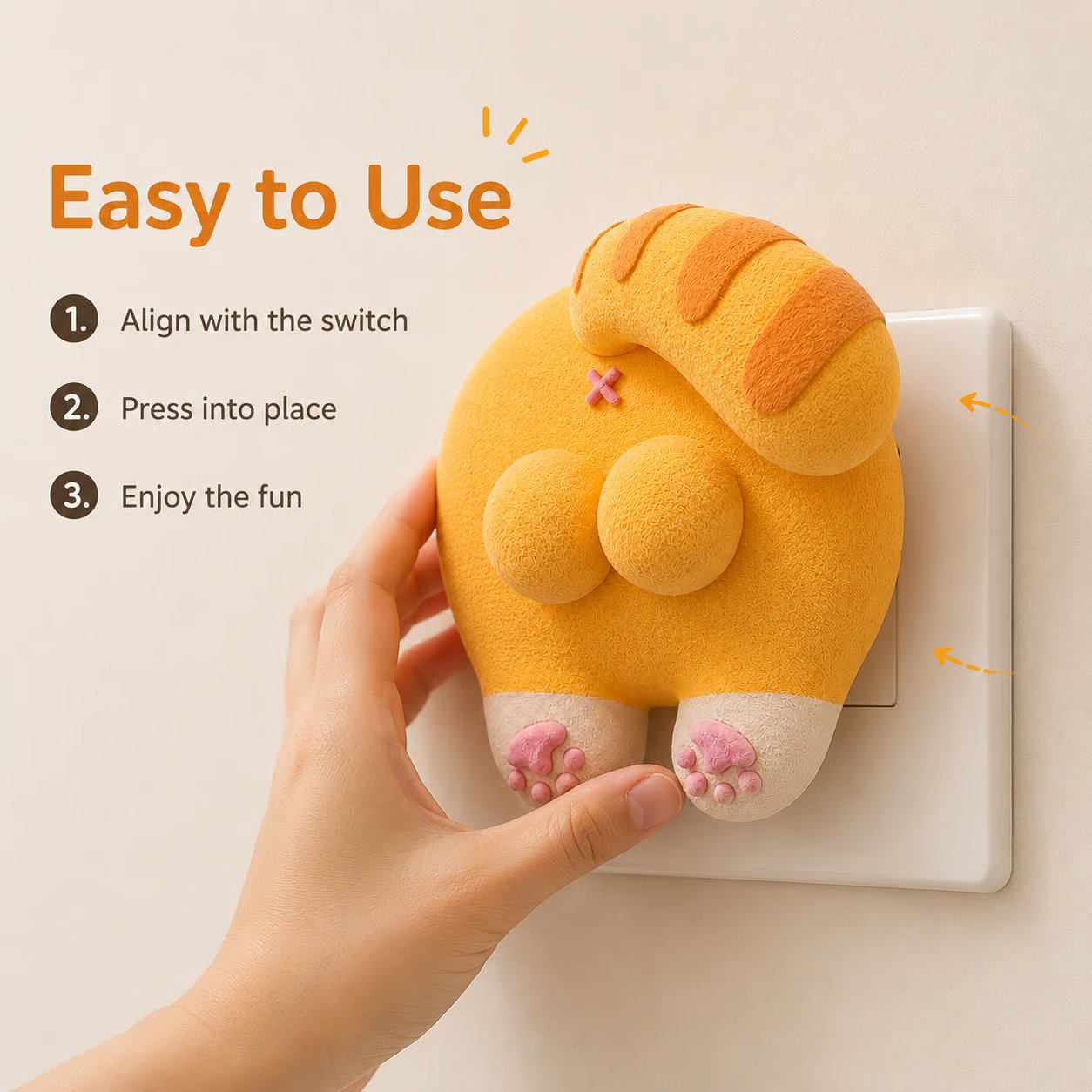 🎉🐱 Funny Cat Butt Light Switch Cover — Press for a Purr-fect Glow! 💡