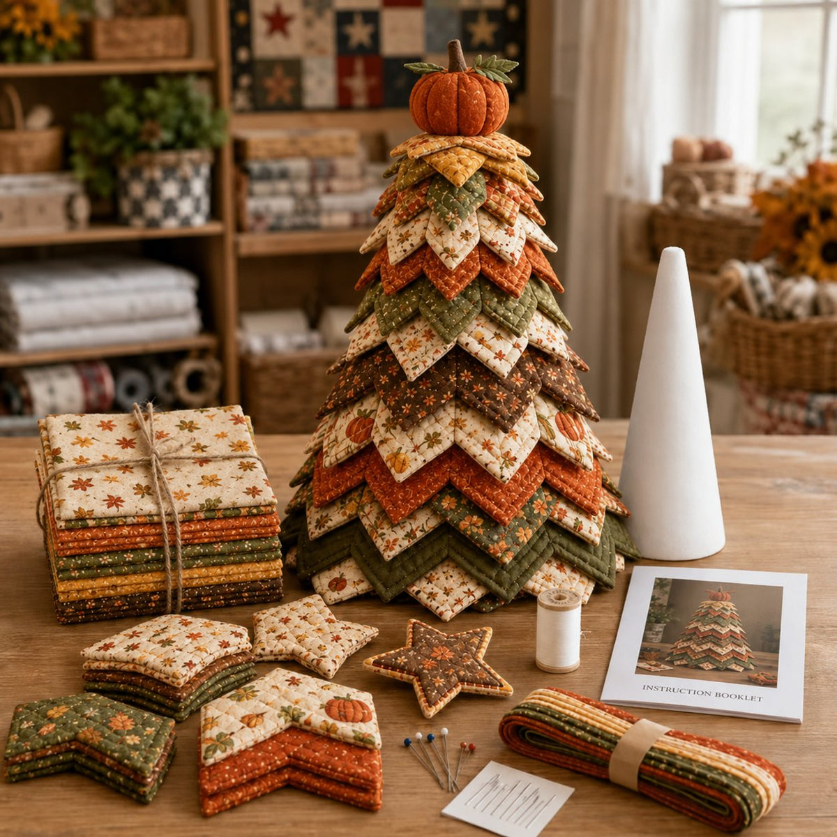🎄Americana Christmas Tree Quilt Kit – Easy Layered Fabric Holiday Décor for Quilting Lovers