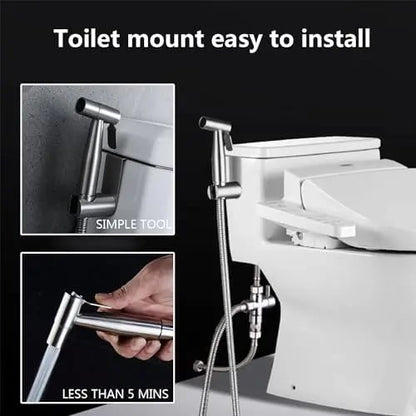 3-in-1 Adjustable Pressure Stainless Steel Nozzle,  Easy-Install Attachment for Personal Hygiene, Toilet Cleaning