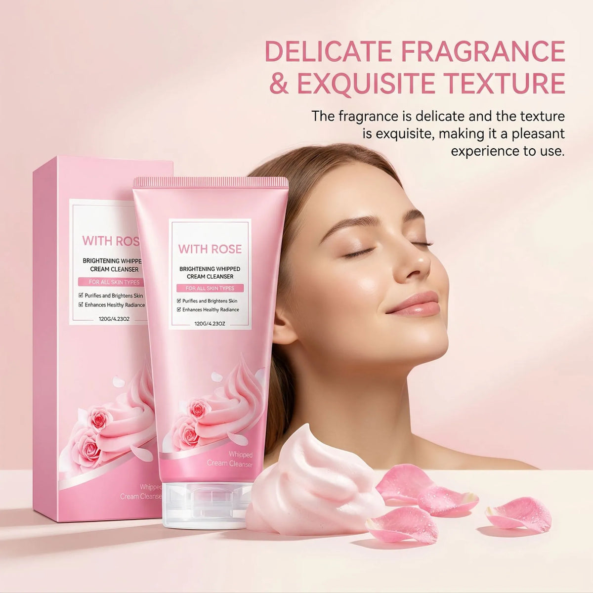 🌹Rose Brightening Gentle Facial Cleanser ✨ Rich Foam Hydrating Daily Face Wash For Morning & Night