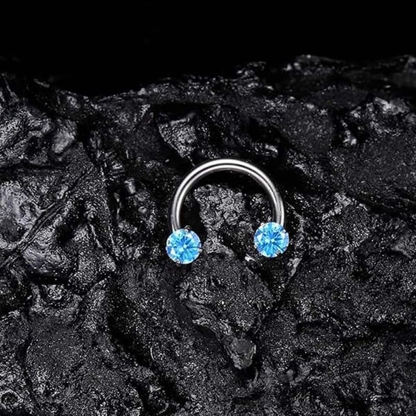 💖Zirconia Horseshoe Ring with Threaded Gems for Piercings