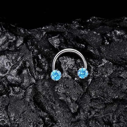 💖Zirconia Horseshoe Ring with Threaded Gems for Piercings