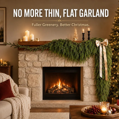 🎄 Real-Touch Cedar Garland – Lush Christmas Greenery