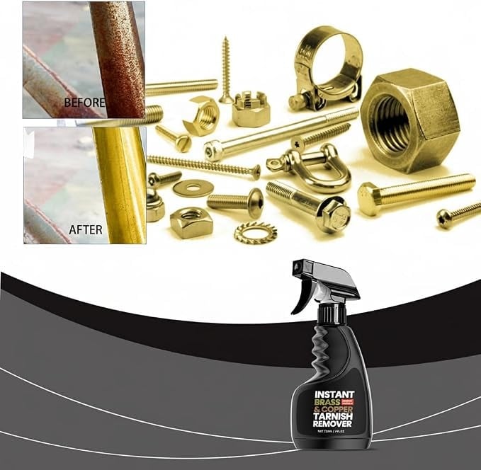 ✨120ml Brass & Copper Tarnish Remover Spray 🛡️Gentle Metal Cleaner Polish for Cookware Jewelry Antiques