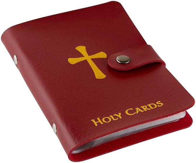 ✝️ Catholic PVC+PU leather Holy Card Holder – Pocket Prayer Card Organizer with Snap Closure