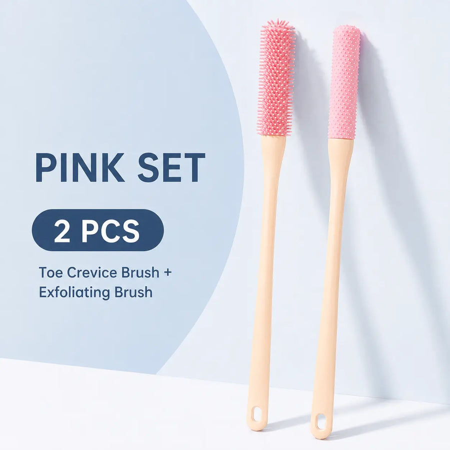 Pink two-piece foot cleaning brush set