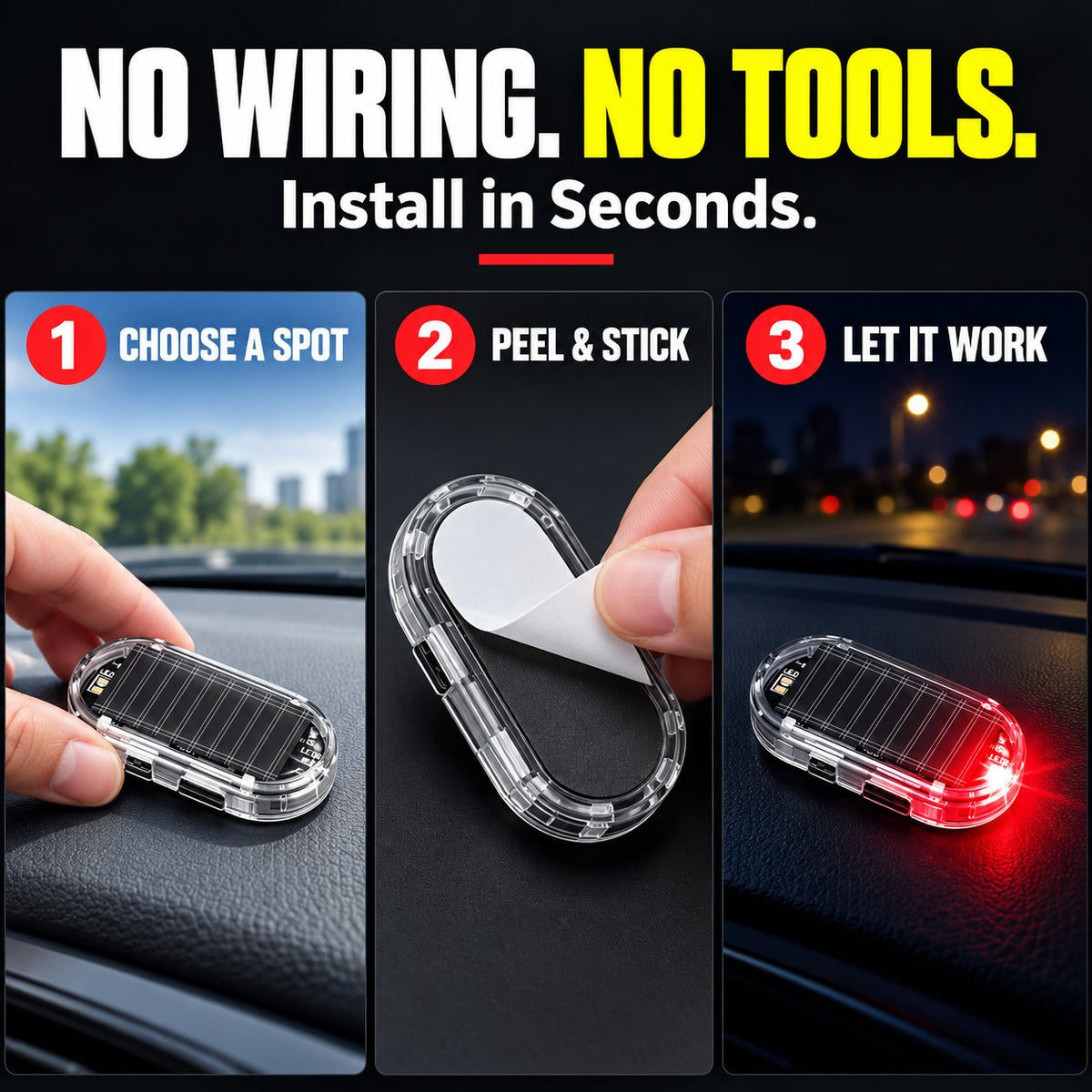 🚨Solar Powered Fake Car Alarm Light