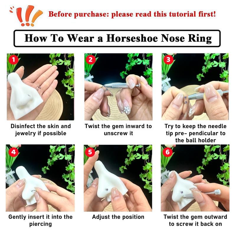 6pcs 16G 1.2mm Hypoallergenic Nose Hoop Set – Safe Material, with Ball Holder