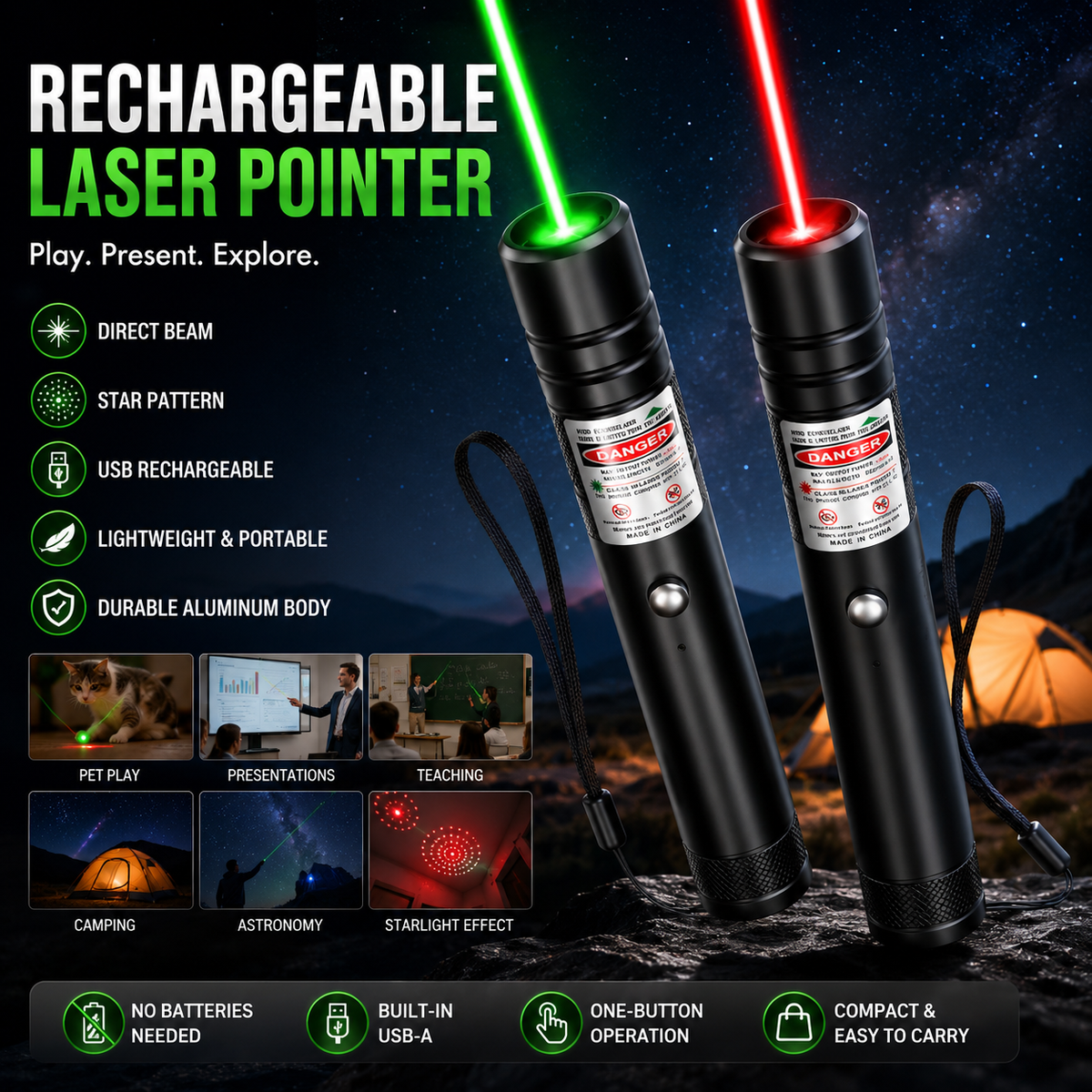 USB Rechargeable Laser Pointer 🔋
