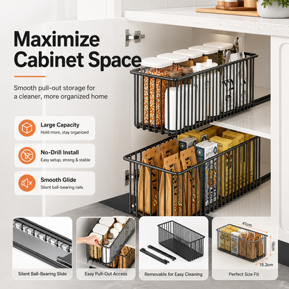 🔥 ⌛ Last Day: 55% OFF! 🛒 Premium Space-Saving Cabinet Storage Basket