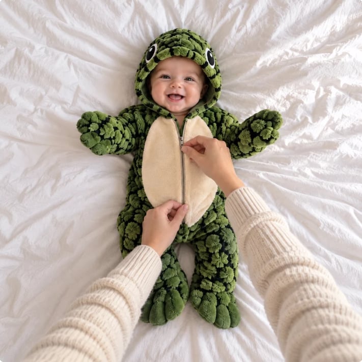 Little Turtle - Plush Baby Onesie