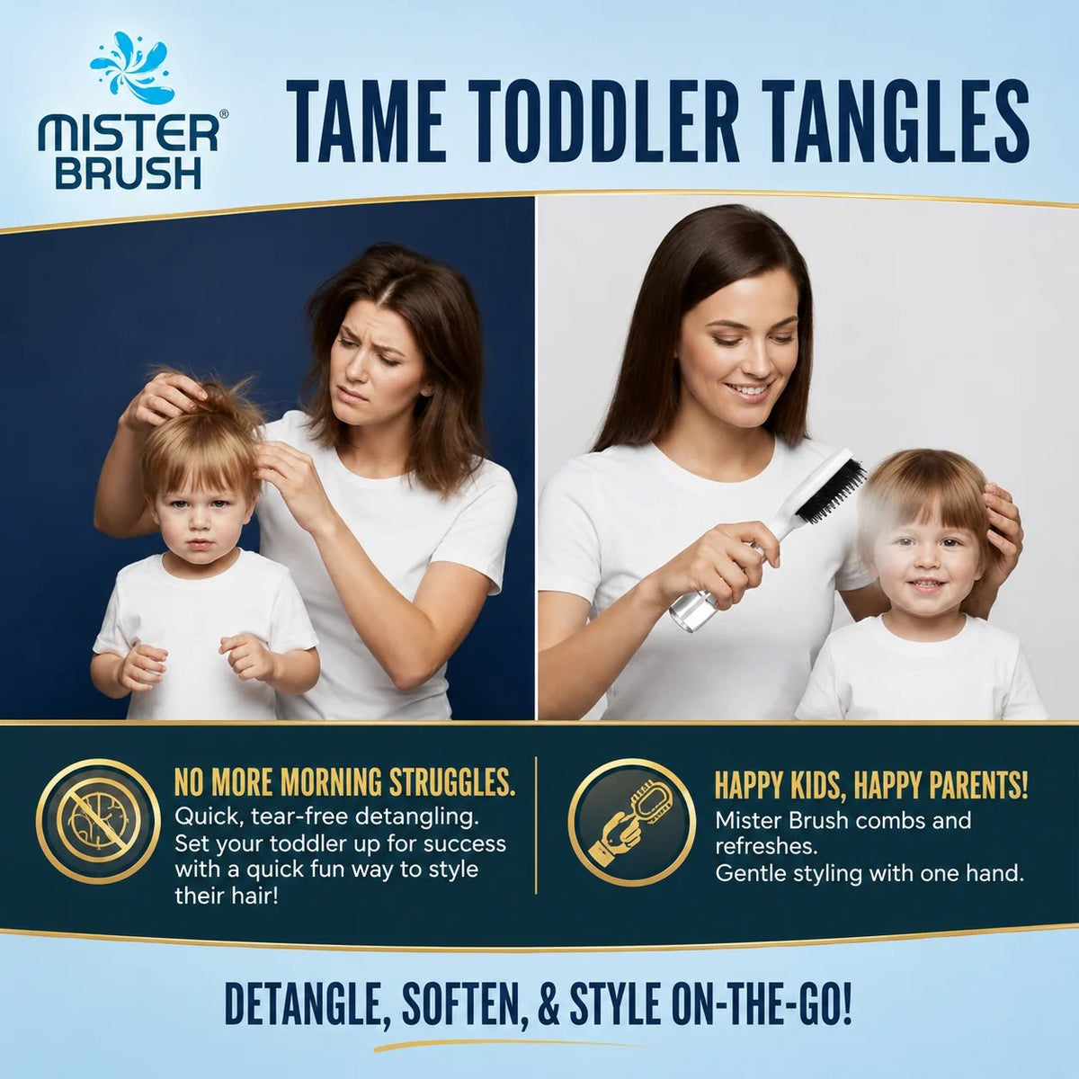 Mist & Brush Hair Tool with Built-In Water Reservoir for Wet & Dry Styling