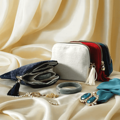 Estuche de joyería con cremallera Estuche de viaje para joyas Organizador portátil