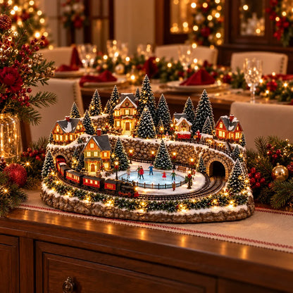 50% OFF | 🚂 Animated Holiday Train & Ice Rink Scene – Lighted Christmas Village Display ✨