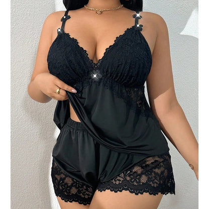🥳GRAN VENTA 2026🥳💞¡Más de 50.000 vendidos!👗🌸 Conjunto de pijama de tirantes y pantalones cortos con encaje 🛏️✨