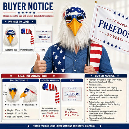 Patriotic Eagle Mask Set with American Flag Bandana