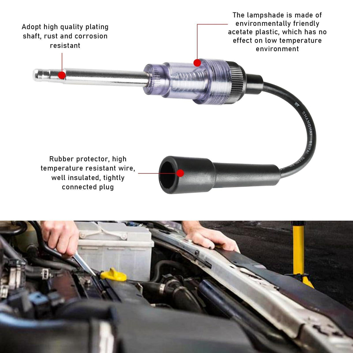 Inline Spark Plug Tester – Engine Ignition Diagnostic Tool for Cars, Motorcycles & Lawn Mowers 🚗⚡