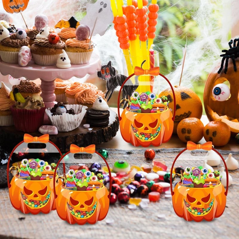 🎃10/30/50 Pcs Halloween Plastic Goodie Bags, Trick or Treat Candy Bags