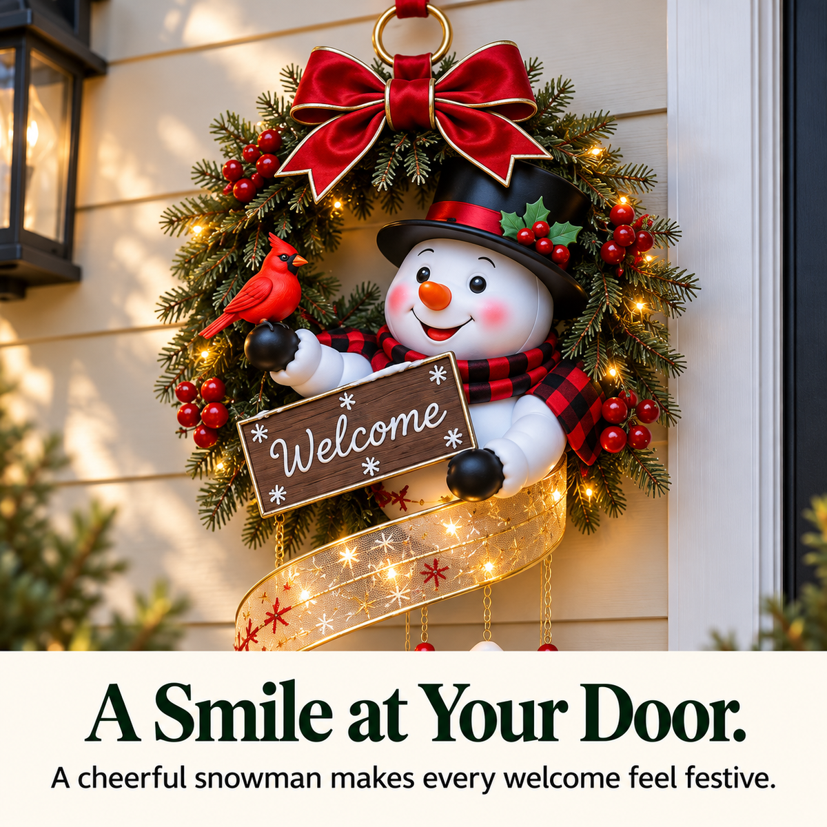 🎄 Light-Up Snowman Christmas Hanging Decoration – A Festive Welcome, Day & Night