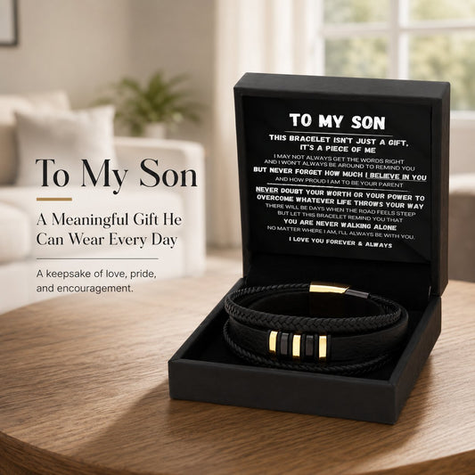 🖤Para mi hijo — Set de pulseras trenzadas Nunca caminarás solo 🎁Regalo gratis