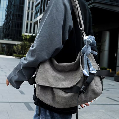 🔥 Last Day Limited Time Promotion🔥Men's Plain Canvas Crossbody Bag with Frog