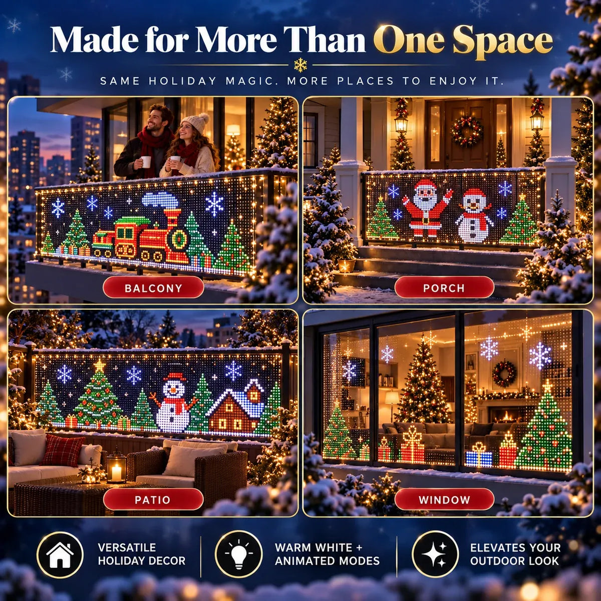 🎄Christmas Early Sale 60% OFF 💡Smart RGB Pixel Curtain Lights – App-Controlled Animated Holiday Display for Balcony & Window Decor