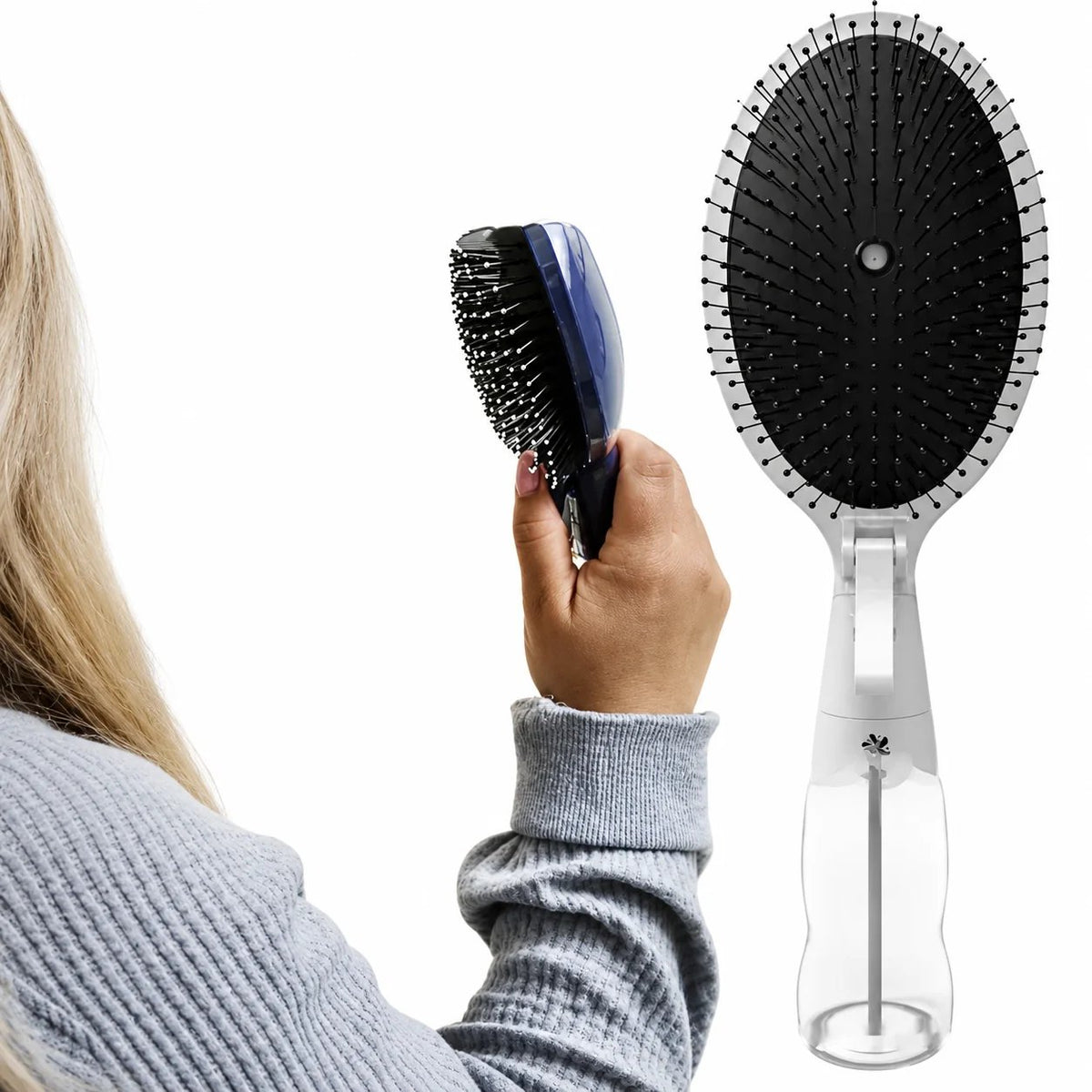 Mist & Brush Hair Tool with Built-In Water Reservoir for Wet & Dry Styling