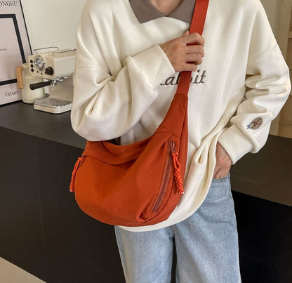 🏆5k sold this week!👜Women's Fashion Plain Color Nylon Crossbody Hobo Bag