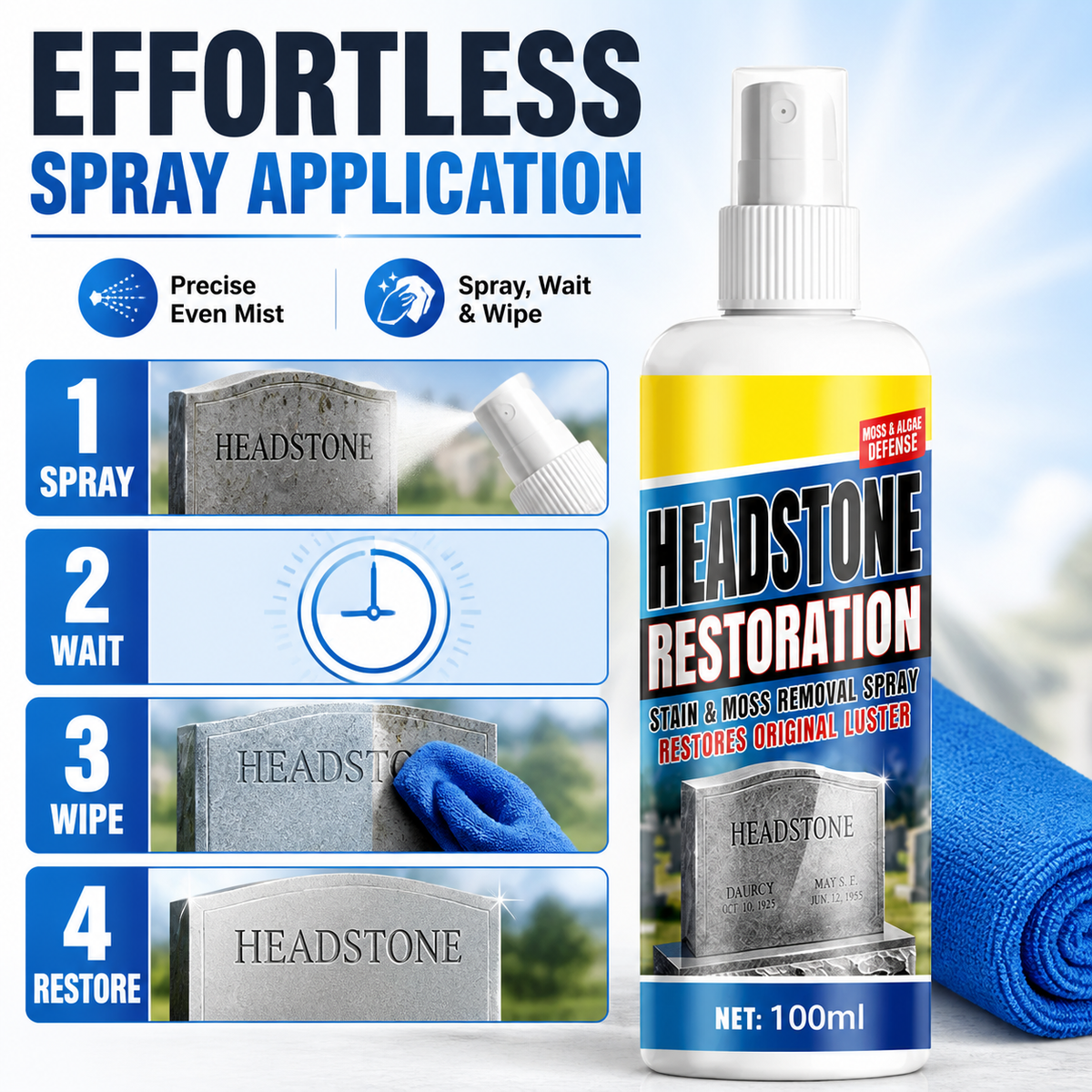 ✨ Headstone Restoration Cleaning Spray 🕯️