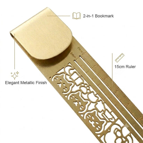 🐱📏Cute Hollow Cat 2-in-1 Metal Bookmark Ruler