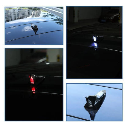 Antena de techo con aleta de tiburón para coche con energía solar y luz LED intermitente