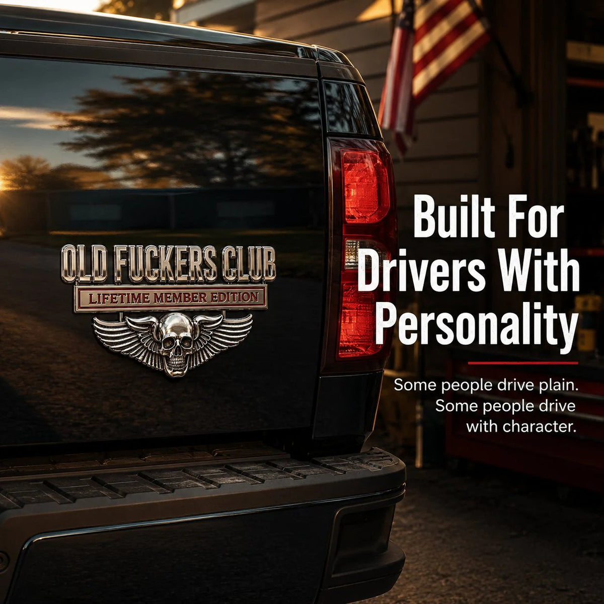 💀  Chrome Peel-and-Stick Badge for Trucks, SUVs, Toolboxes & Garages 😎