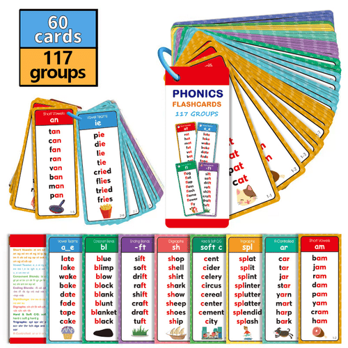 🔥Phonics Word Cards 117 Sound Groups 900+ Rhyming Words Preschool English Discovery Joy
